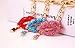 Axmerdal Romantic Sexy Charming Lipstick Lips Shaped Crystal Rhinestone Keychain Key Chain Key Ring Charm Phone Purse Car Bag Pendant Decoration Ornament (Pink)