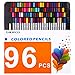 Laneco Soft Core Art Assorted Colored Drawing Pencil Set with Pencil Extender Holder, 96 Colored Pencils (2 Pack of 48 Unique Colors)