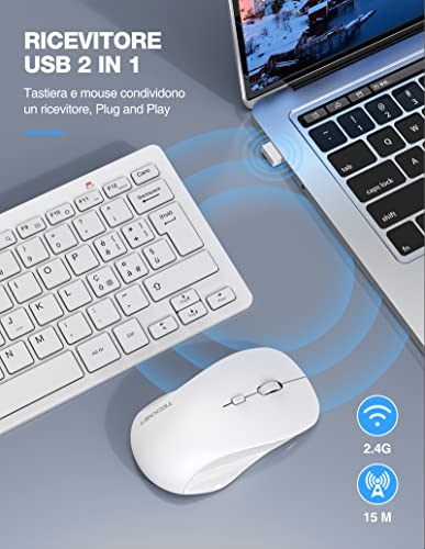 TECKNET Wireless Keyboard and Mouse Set, 2.4G Wireless Keyboard and Silent Mouse with Nano USB Receiver, 12 Multimedia Shortcuts for Computer, PC, Laptop, Desktop, Android Smart TV