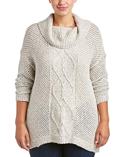 BB Dakota Women's Plus-Size Dugger Marled Yarn Cable Knit Sweater