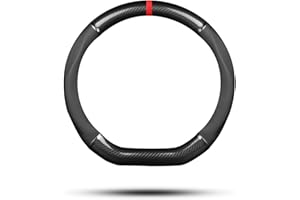 Ergocar Car Steering Wheel Cover Non-Slip Car Steering Wheel Protector Sport D-Shape Carbon Fiber & PU Leather Universal for 