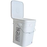 5 Gallon Square Bucket with Lid &amp; Steel Handle Food Safe Grade HDPE Polyethylene Thickened BPA Free White Plastic Storage Container Heat Resistant Heavy Duty Premium Quality Buckets FDA Compliant