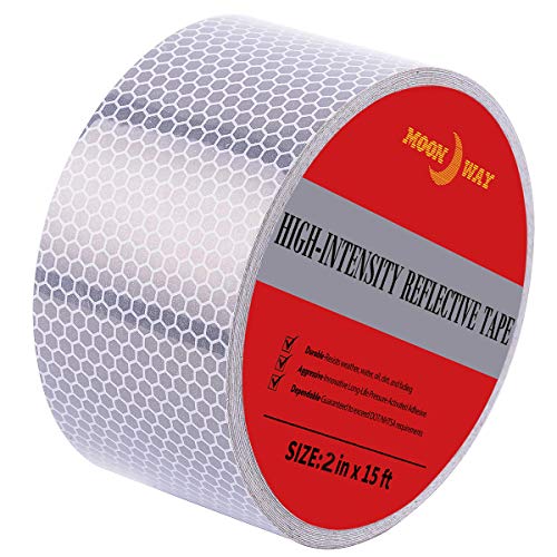 2in x 5yds High-Intensity Reflective Tape for Vehicles Bikes Clothes Helmets Mailboxes,Silver & White