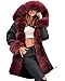Roiii Plus Size Women Warm Fleece Vintage Winter Coat Hood Jacket Parka Outwear (XXL, Black Wine)