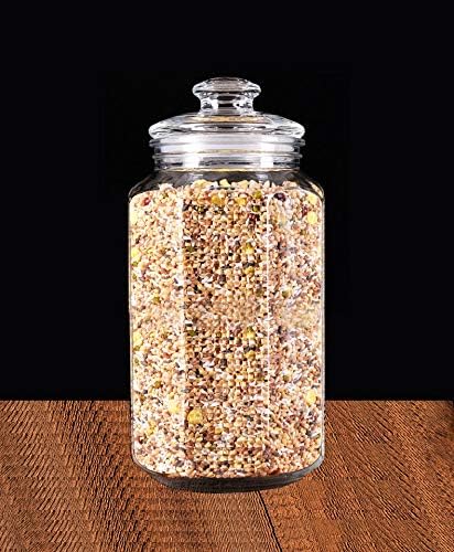 Incrizma Glassware - Imported Glass Storage Jar with Lid (Hexagon Design, 3 L, Clear)