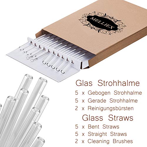 MELLIEX Glas Strohhalm Wiederverwendbar Eco Nachhaltige Trinkhalm Glas Strohhalme für Cocktail Smoothie Tee, 10er Set… – Bild 8