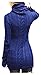 v28 Women Polo Neck Turtleneck Knit Stretchable Elasticity Long Slim Sweater (XL,Blue)