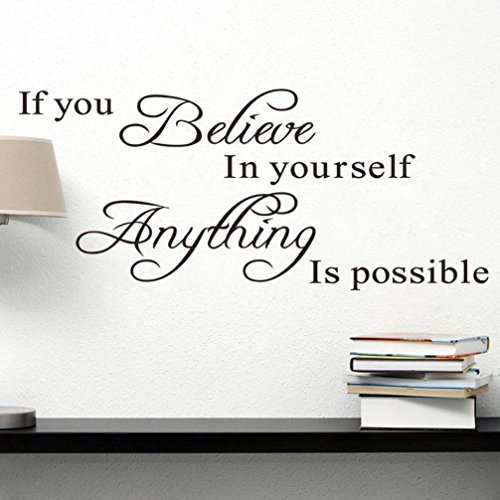 BIBITIME Sayings Quotes If You Believe In Yourself Anything Is Possible Wall Decal Inspirational Stickers for Classroom Nursery Bedroom Kids Room Decor Home Art Lettering