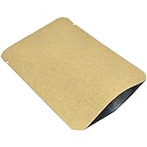 FERENLI 100 Pcs 3.1x4.7 inch Kraft Paper Open Top Mylar Heat Seal Bags | Outer Kraft Paper Inner Mylar Foil, Vacuum Seal, Tear Notches, for Sample Food Storage Packaging, Small Business Supplies