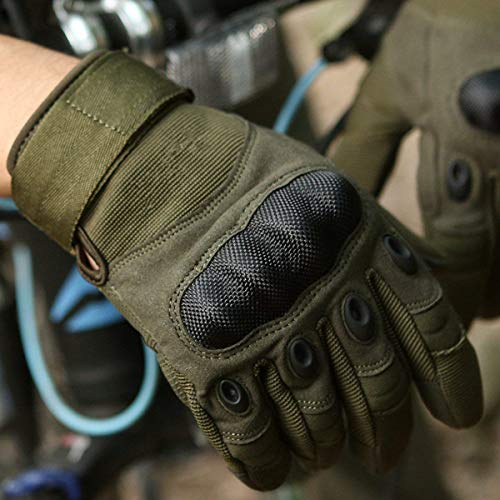 Tactical Gloves, Army Military Rubber Hard Knuckle Outdoor Full Finger Touch Screen Gloves for Men Cycling Motorcycle Hunting Shooting Hiking Camping Airsoft Paintball (XL, Army Green)