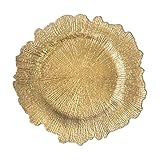 Gold Plastic Reef Charger Plates - 12 pcs 13 Inch