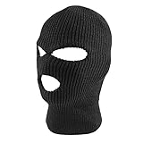 Knit Sew Acrylic Outdoor Full Face Cover Thermal Ski Mask with Eye, Mouth Hole Gaps for Cycling, Sports, Cold Weather Protection by Super Z Outlet (Black)