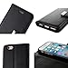 For iPhone 5C Case,L-FADNUT Luxury Flip PU Leather Case,Dual Card Slots Metal Megnetic Closure Stand Wallet Card Holder Case Cover For iPhone 5C - Black