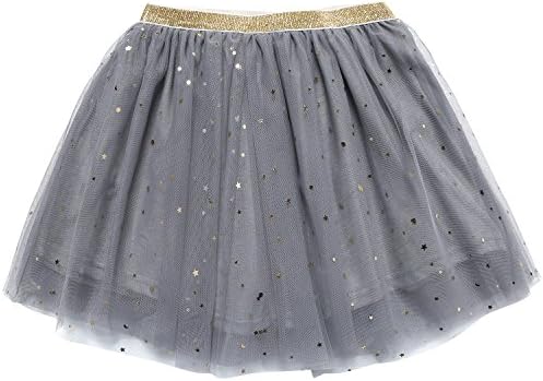 bbhoney Little Girls layered Tutu Skirt Dance Birthday Ballet Tulle Dress up (1T/2T, Star Gray)