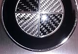 2X 82mm Real Carbon Fiber Black/Silver Hood Trunk Emblem Round Logo for BMW