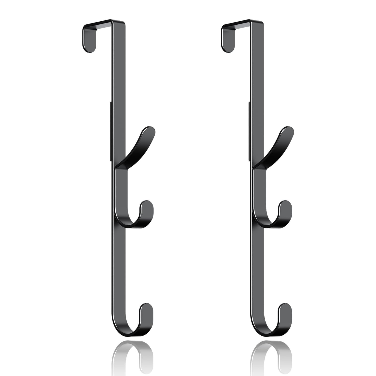 Photo 1 of Over the Door Hooks hanger,over the door towel hook Organizer hanging for coat clothes backpack hat purse Metal Towel Rack Back of Shower for Bathroom,Dorm,Bedroom,Kitchen,Office Closet (Black-2Packs)