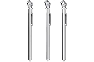 PINKJOY Pencil Tire Pressure Gauge (10-75PSI) Stainless Steel Body and Metal Made Nozzle 3 Measurements for Vehicles (3 Pack)