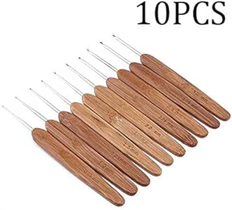 LAQI Gancho de Ganchillo ergonómico Gancho de Mango de bambú