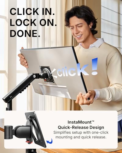HUANUO FlowLift Pro Dual Monitor Mount for 13–32" Screens, MechaSpring Monitor Stand, Adjustable Monitor Arms for 2 Monitors with Tilt/Swivel/Rotation, Tool-Free VESA Mount, Max Load 19.8 lbs