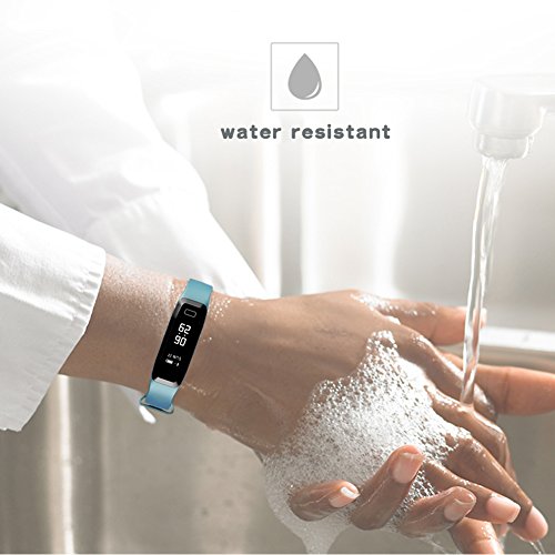 Fitness tracker 0.96 inch OLED touchscreen Smartband Heart Rate Blood Oxygen Pressure Monitor Pedometer watch Smart bracelet WristBand with weather forecast function For IOS Android Phone (G15-Blue)