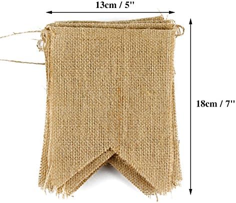 jijAcraft 3.5M Rustic Burlap Banner Bunting,Burlap Flags Hessian Banner 13X18CM Outdoor Linen Bunting for Wedding Favours,Baby Showers,Room or Garden Decorations(15PCS) - Image 3
