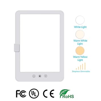 Light Therapy Lamp Bright 10000 Lux Stepless Dimmable 3 Lighting Color Modes Touch Control For