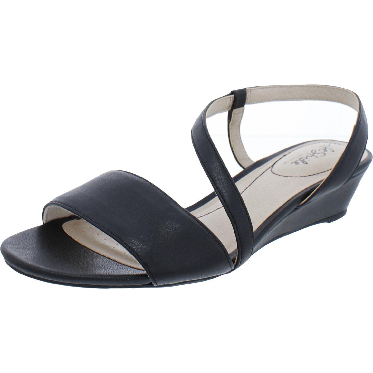 LifeStride Womens Yasmine Wedge Sandal Black Canvas 5 M