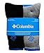 Columbia Mens Full Cushion Athletic Crew Socks, 6 Pair, Black/Navy/Grey