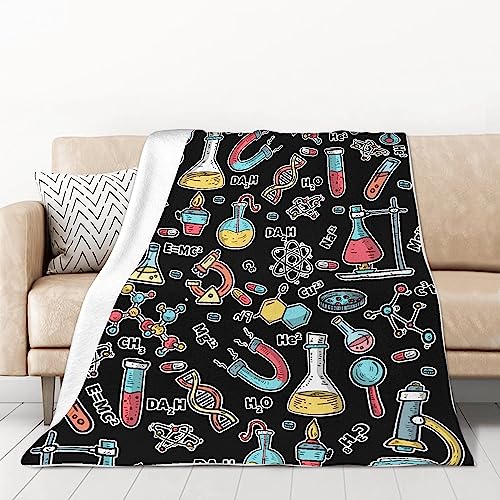 Science Lab Blanket Flannel Fuzzy Warm Plush Lightweight Soft Throw for Couch Sofa Bed Office Camping Good Gift for Boy Girl 40''x 50'' for Kids/Child.
