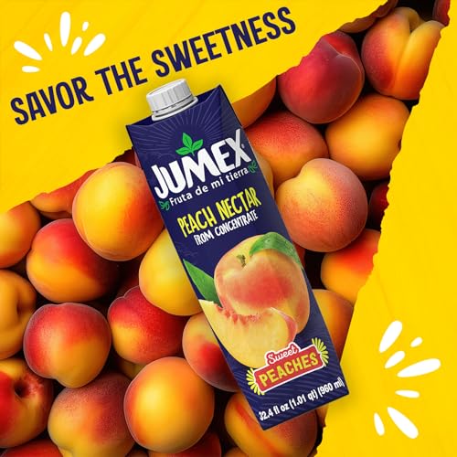 JUMEX PEACH JUICE NECTAR – PEACH NECTAR MADE WITH FRESH FRUIT PUREE – TROPICAL FRUIT JUICE CONCENTRATE FOR SMOOTHIE MIX, COCKTAIL MIXERS, KIDS DRINKS & MEXICAN BEVERAGES – 32.4OZ, 1 PACK CARTON
