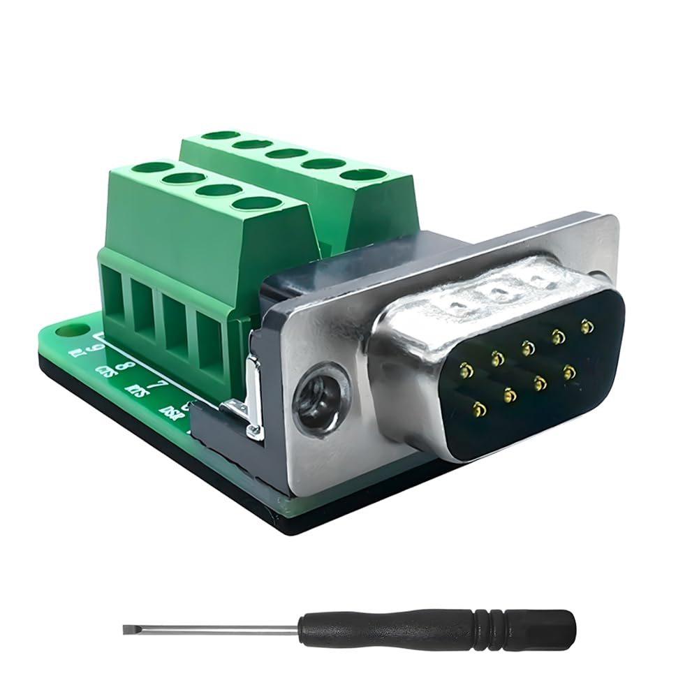 iYueMps DB9 Screw Terminal Block Adapter, RS232 D-SUB 9 pin Male to 9 Way Serial Terminal Breakout Board Connector Signal Module (Male)