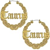 Zodiac Bamboo XOXO Hoop Earrings with Old English Font for Women Girls Astrology Earrings Fashion Jewelry 14K Gold Plated 90's Earrings for Women Hip Hop Style Party Accessory