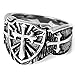 INBLUE Men's Stainless Steel Ring Silver Tone Black Celtic Medieval Cross Sword Shield Size12