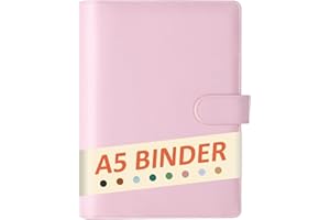 DONBAO A5 Binder 6 Ring Refillable Notebook Planner Journal Cover for Planner Paper Inserts, PU Leather Loose Leaf Photocard Holder, Budget Binder Personal Organizer (Light Pink, A5)