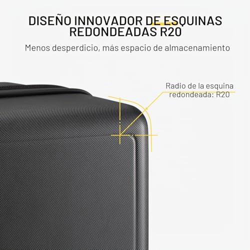 LEVEL8 Hard Shell Travel Suitcases 4 Wheels Trolley 66cm 100% PC Suitcase with Microdiamond Texture Design Hand Luggage with TSA Lock, 66x44.5x26.5cm, 67.9L, Black