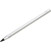 Troika PEN20/SI Multi-Tasking Pencil with Sustainable Endless Aluminium and Metal Tip - White Interchangeable Erasable with Centimetre/Inch Ruler - Size 147 x 10 x 10 mm
