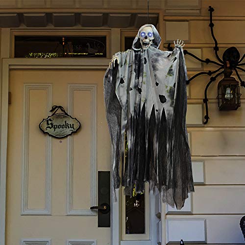JOYIN 36" Animated Hanging Grim Reaper, Ghost with Led Eyes & Creepy