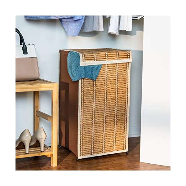 HoneyCanDo Bamboo Wicker Hamper with Lid HMP01619 Natural 26Inches Tall Bamboo store