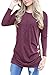 OURS Women's Casual Long Sleeve Round Neck Loose Tunic T Shirt Blouse Tops XL (XL, Wine Red)