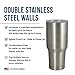 30 oz Stainless Steel Tumbler - Insulated Travel Cup with Lid that Closes and Bonus Straw - Keep Cold or Hot Drinks at the Perfect Temperature for Your One Busy Life (Stainless)