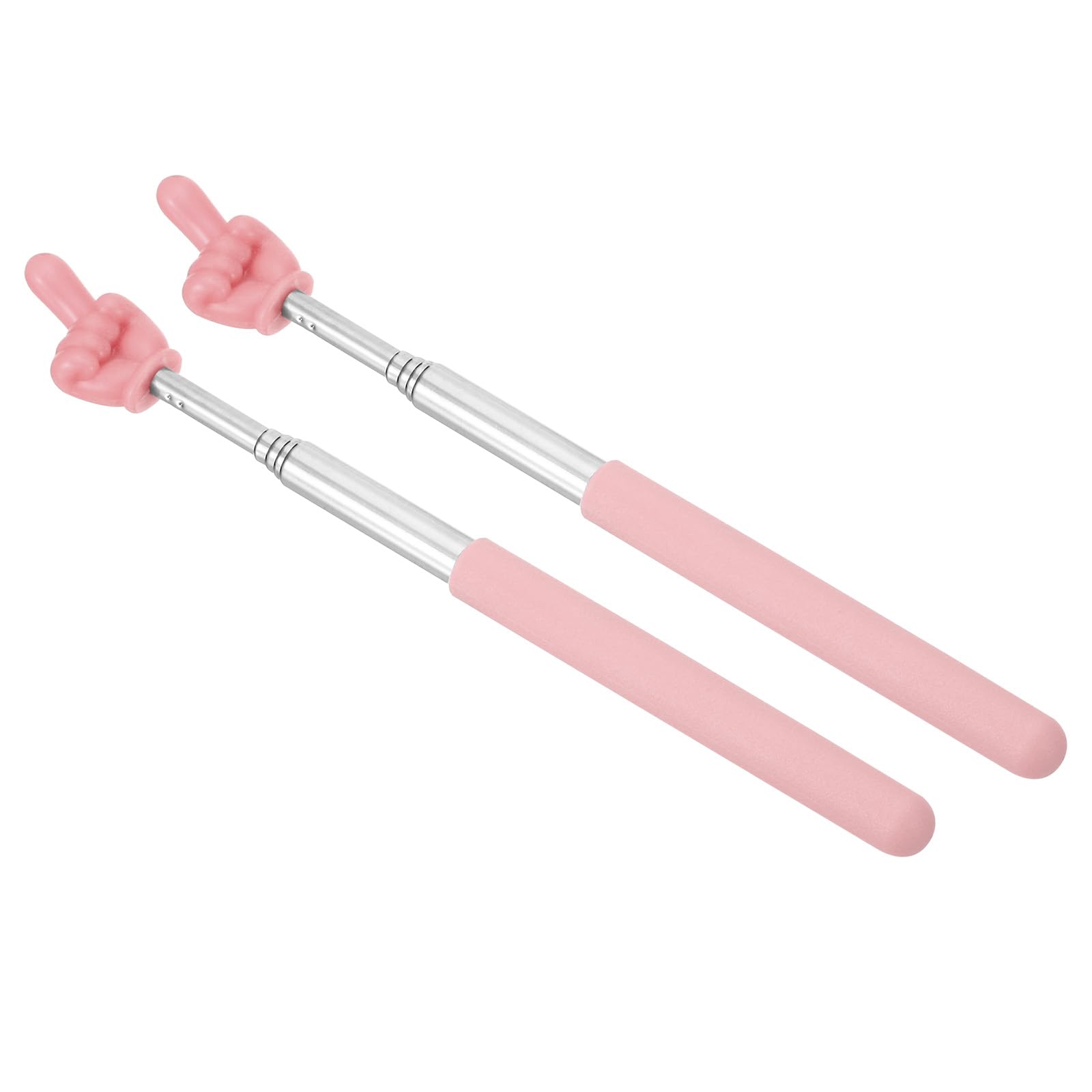 PATIKIL Telescopic Teachers Pointer Stick, 2 Pcs Classroom WhiteBoard Teacher Hand Finger Mini Pointer for Presentation Speaker Guide Coach, Pink Style 1