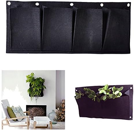 Black Large 1 Pocket Vertical Garden Wall Planter - Vertical Planters - Garden Planting Wall Planter - For Indoor &amp; Outdoor plants, Herbal plants, Vegetables, flowers, home and garden decor.