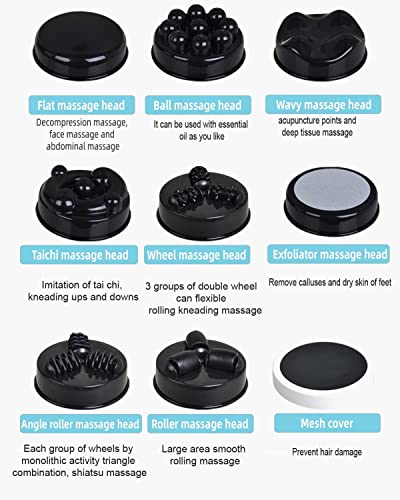 Sinxroil Handheld Cellulite Remover Massager,Electric Body Sculpting Machine Portable Body Shaper Abdominal Massage with 8 Replacement Massage Heads for Neck Back Shoulder Arm Foot (Blue)