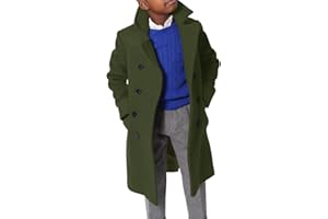Ebifin Boys Notch Lapel Double Breasted Long Trench Coat Casual Classic Peacoat