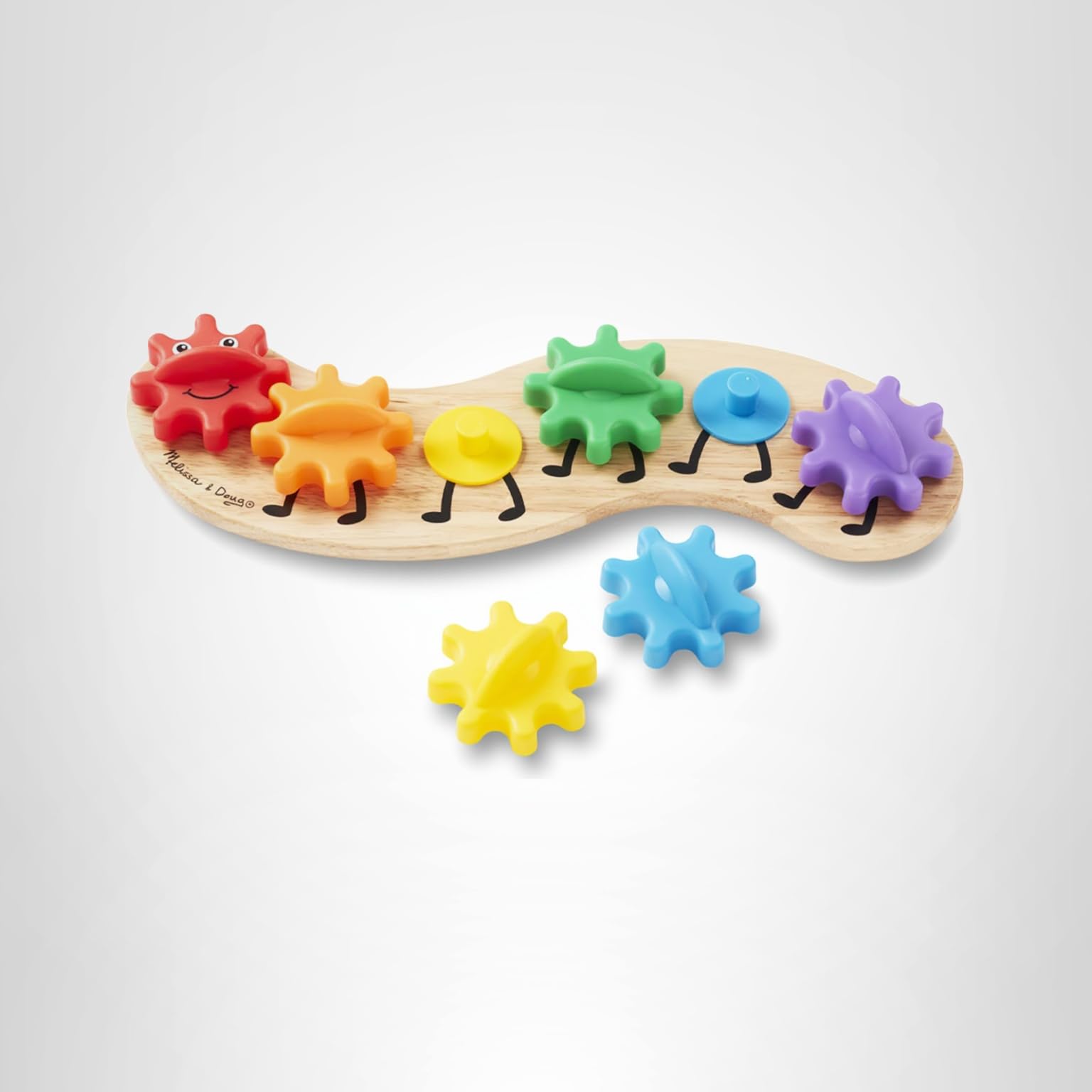 Melissa & Doug Rainbow Caterpillar Gear Toy with 6 Interchangeable Gears