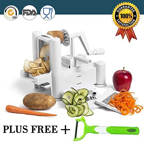 MKSI 3Blade Vegetable Spiralizer,Perfect For Making Spiral Slices, Zucchini Spaghetti &Pasta Maker