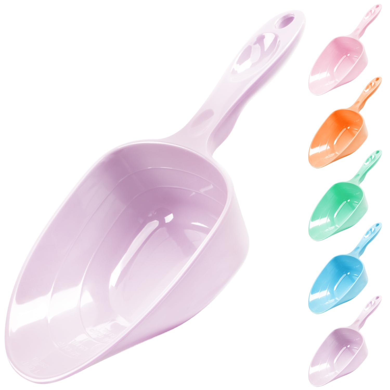 Photo 1 of FURMYLOVE Melamine Pet Food Measuring Scoop, 1 Cup 1/2 Cup 1/4 Cup with Clear Measurement Lines for Dog, Cat, Bird, and Rabbit, Durable, Ergonomic Handle, Dishwasher safe-Purple