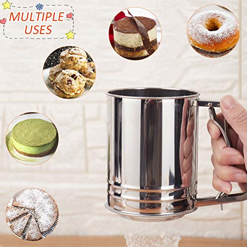 ShineMe Hand-held Flour Sifter Stainless Steel with Handle, Fine Mesh Sieve for Baking - Thumbnail 5