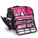 KIOTA Makeup Artist Case on Wheels, Soft Cosmetic Case with Trolley and Removable Storage Pockets for Beauty Products, Side Compartments with Zippers, Midnight Black