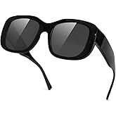 Meeloog Over Glasses Sunglasses for Women Polarized Stylish Large Shades Cover Glass Women Square for Driving MST0066